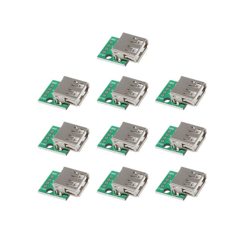 MELIFE 10Pcs USB 2.0 Breakout Board, USB to DIP Adapter 2.54mm Breakout Board 4 Pins Pinboard USB Type A Breakout Board - Image 1